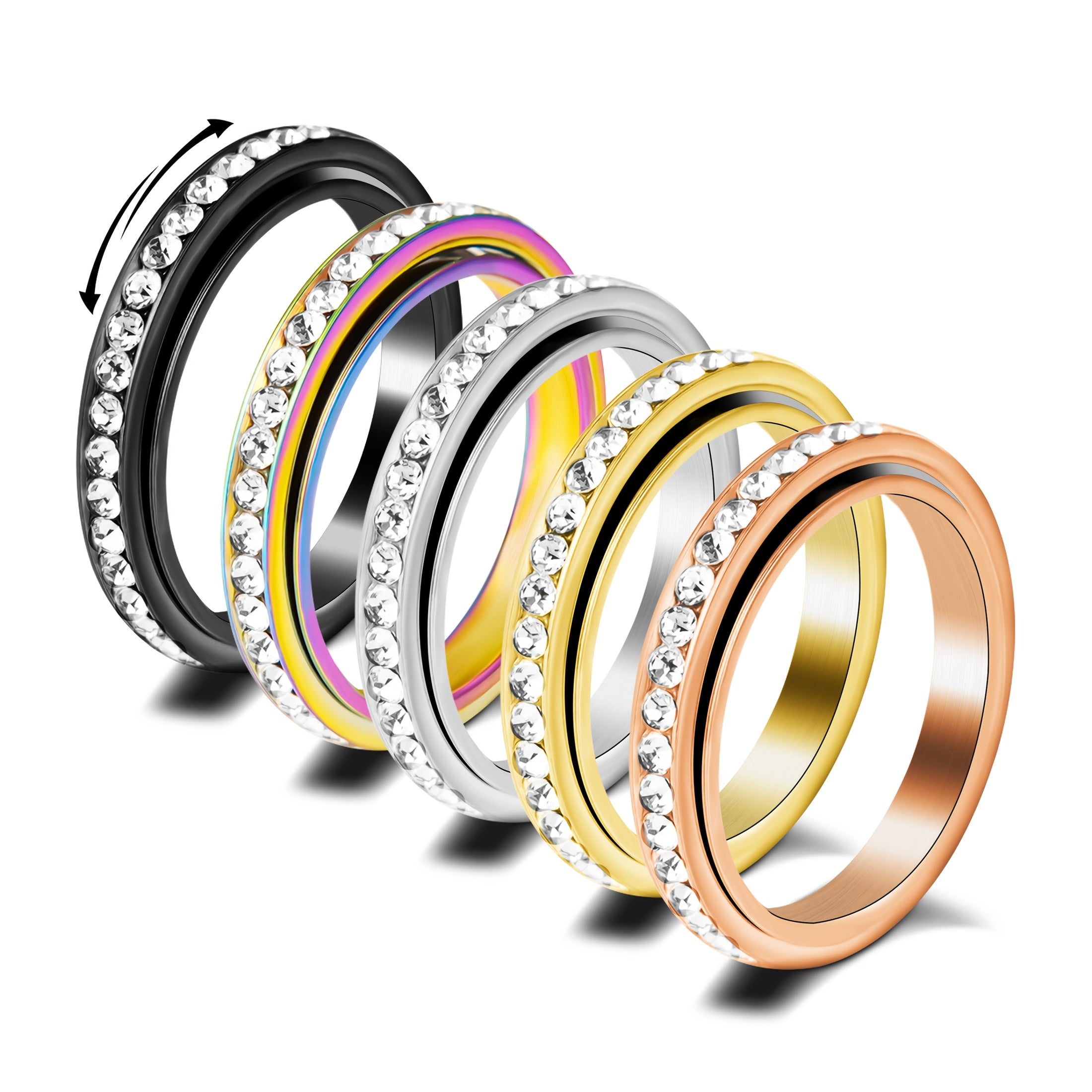 [Rotating Spin Ring] 1pc Rotating Spin Ring - Spinning Motion Jewelry, Minimalist Everyday & Party Ring for Women & Men, Durable Metallic Finish - Ideal Gift for Birthdays, Anniversaries, Formal Events - Year-Round Accessory, Versatile Fashion Piece,