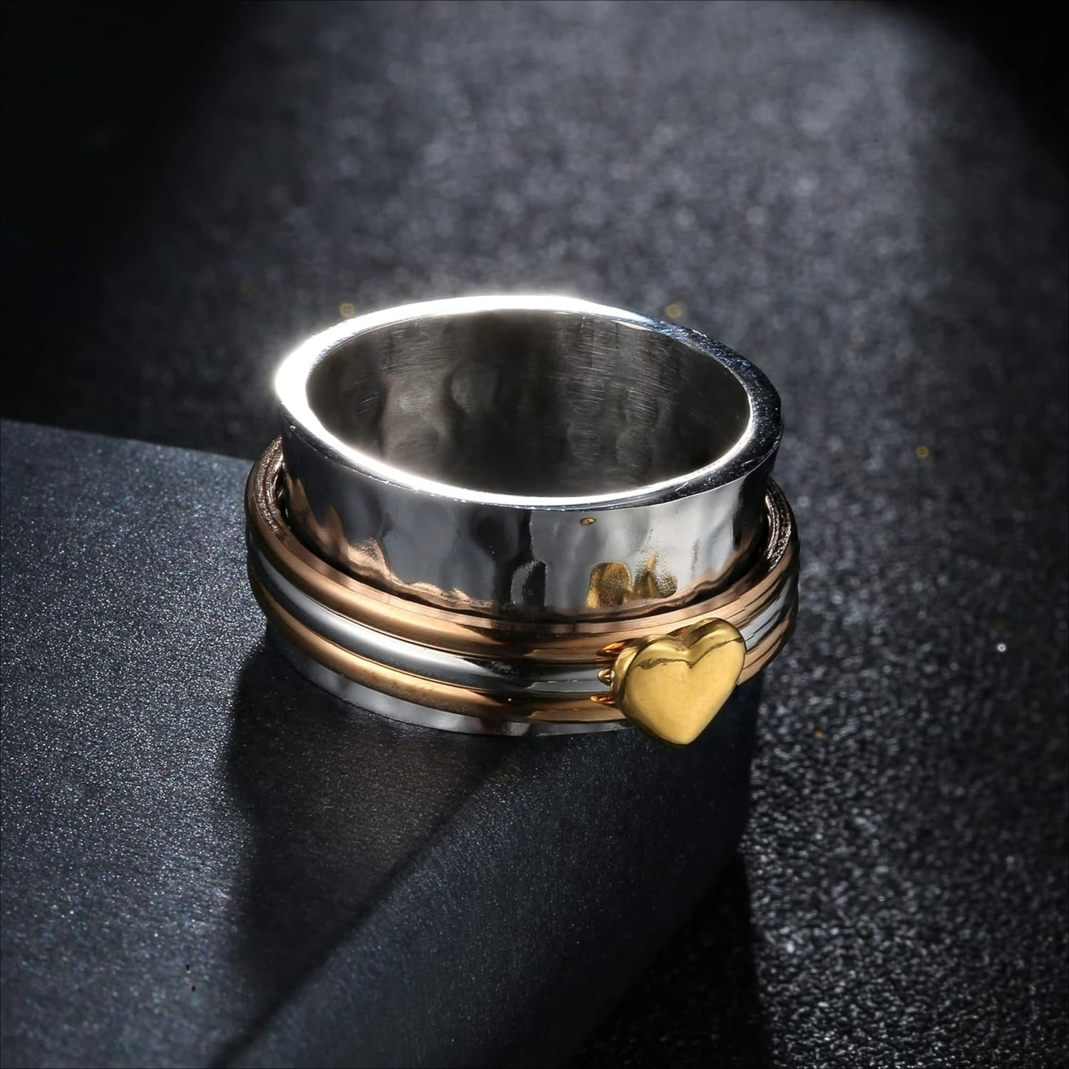 [Spinable Anxiety Ring] 1pc 316L Stainless Steel Anxiety Ring - Spinable Fidget Ring with Smooth Spinner Motion, Relax Jewelry for Men, Everyday & Party Jewelry Gift for Dad, Husband, Boyfriend (Father's Day, Birthday, Christmas) - Durable 316L Stainless