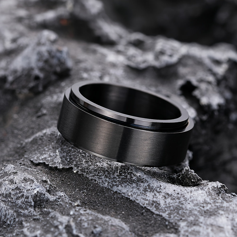 1pc Men's Simple Fashion Rotatable Wide Ring, Casual Party Clothing Accessories, Birthday Gift For Friends