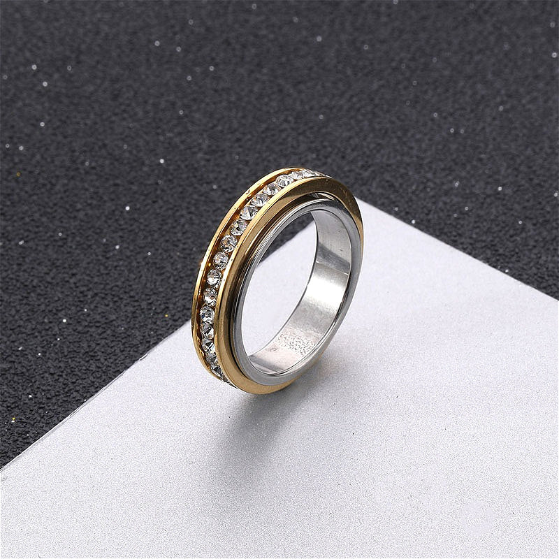 1pc Men's Sporty 6mm Double-Layer Rotating Relax Ring with Stones - Durable 316L Stainless Steel Jewelry for Casual Attire, Gym & Gifts, Fashion Accessory, Unique Design, Sparkling Embellishments