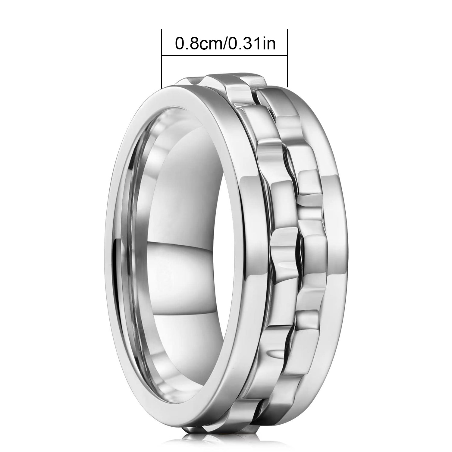 1pc Men's Stainless Steel Rotating Ring - Adjustable Rotating Band, Sleek Black Finish, Durable Modern Design for Wedding & Party Jewelry, Versatile Formal & Casual Accessory, Formal Event Accessory, Unique Texture Detail
