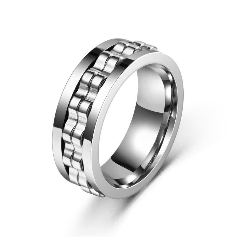 Fashion new Men's ring punk gear ring Stainless Steel Men's and Women's rotatable ring Men's party jewelry gift