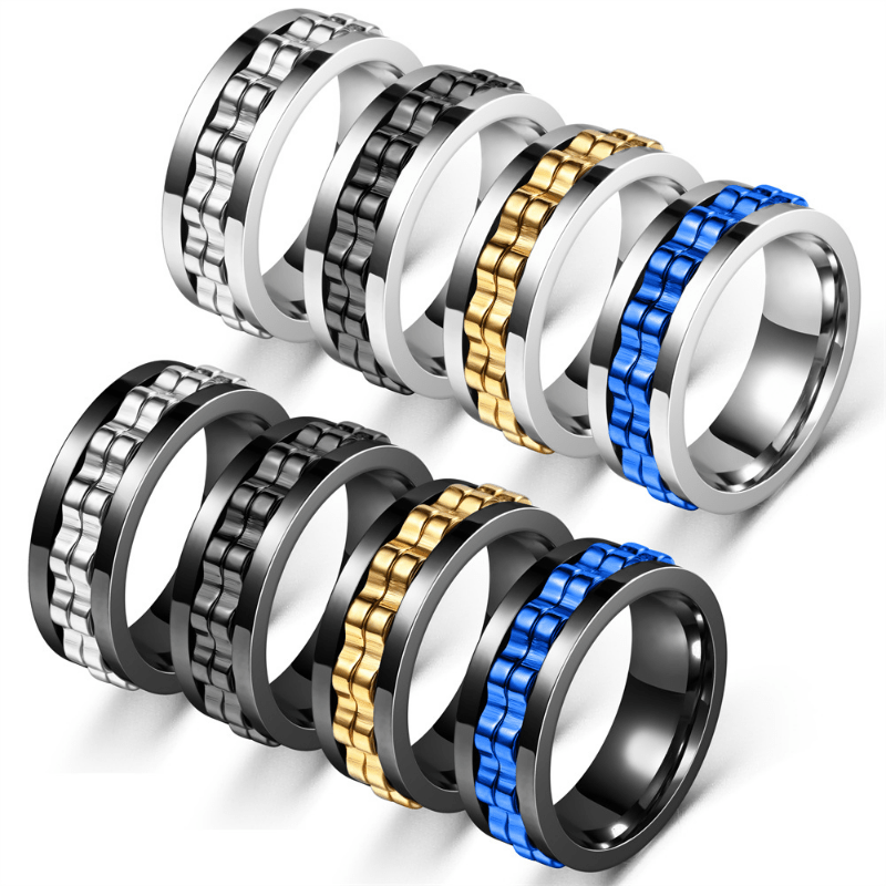 Fashion new Men's ring punk gear ring Stainless Steel Men's and Women's rotatable ring Men's party jewelry gift