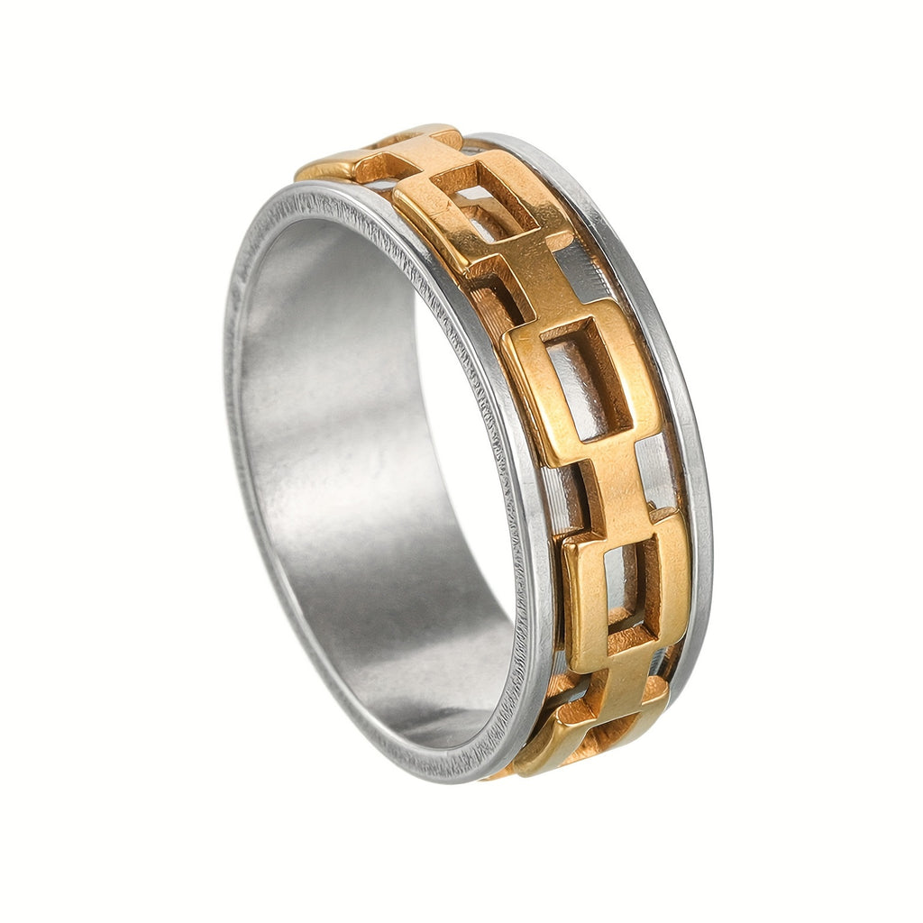 1pc Unisex Punk Style Rotating Stainless Steel Ring, Fashionable Open Bottle Opener, Trendy Jewelry Gift for Men, Uncoated, No Enamel, Stainless Steel Body