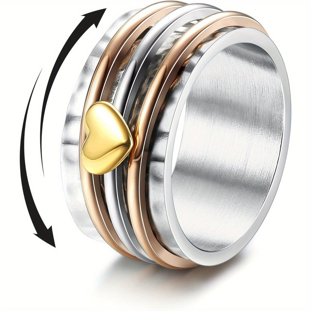 [Spinable Anxiety Ring] 1pc 316L Stainless Steel Anxiety Ring - Spinable Fidget Ring with Smooth Spinner Motion, Relax Jewelry for Men, Everyday & Party Jewelry Gift for Dad, Husband, Boyfriend (Father's Day, Birthday, Christmas) - Durable 316L Stainless