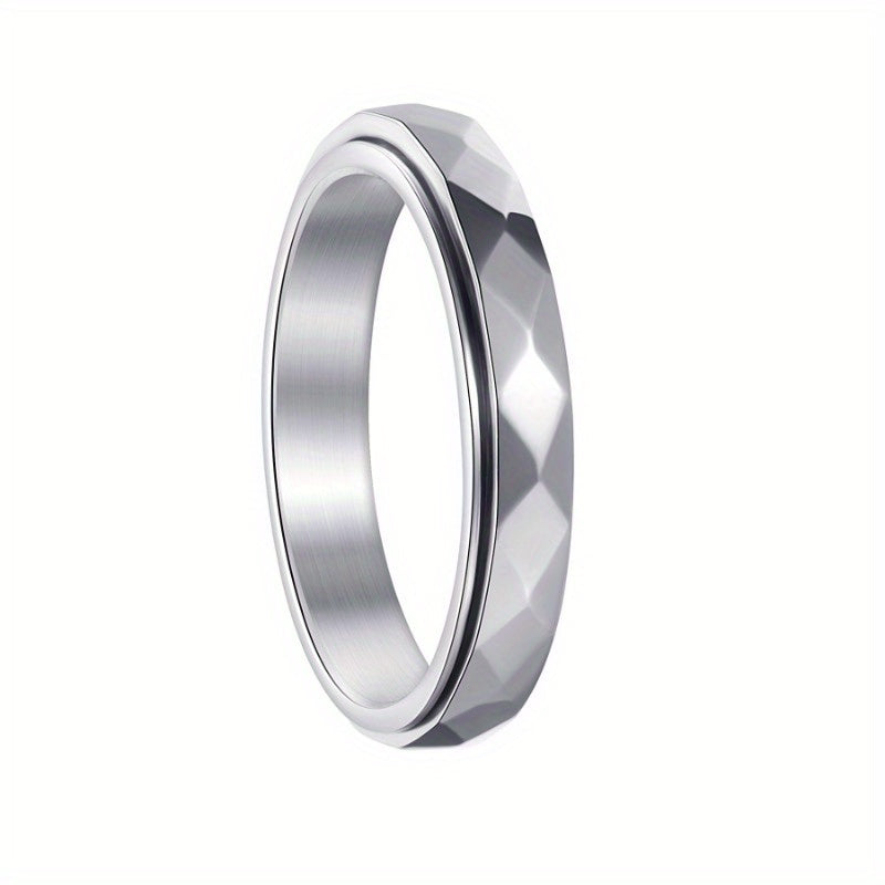 1pc Minimalist -Cut Ring - 4mm Wide, Stress-Relief Rotating Ring with Golden-Tone Band & Black Accents, Fade-Resistant & Wear-Resistant - Ideal for Casual Attire or Gift, Everyday Jewelry, Modern Jewelry, Durable Jewelry