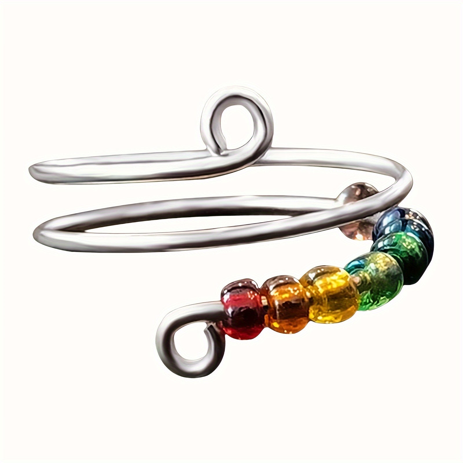 Adjustable Open Ring with Colorful Rotatable Beads – Cute and Simple Women’s Jewelry for Summer, Casual Attire, or Vacation Accessories