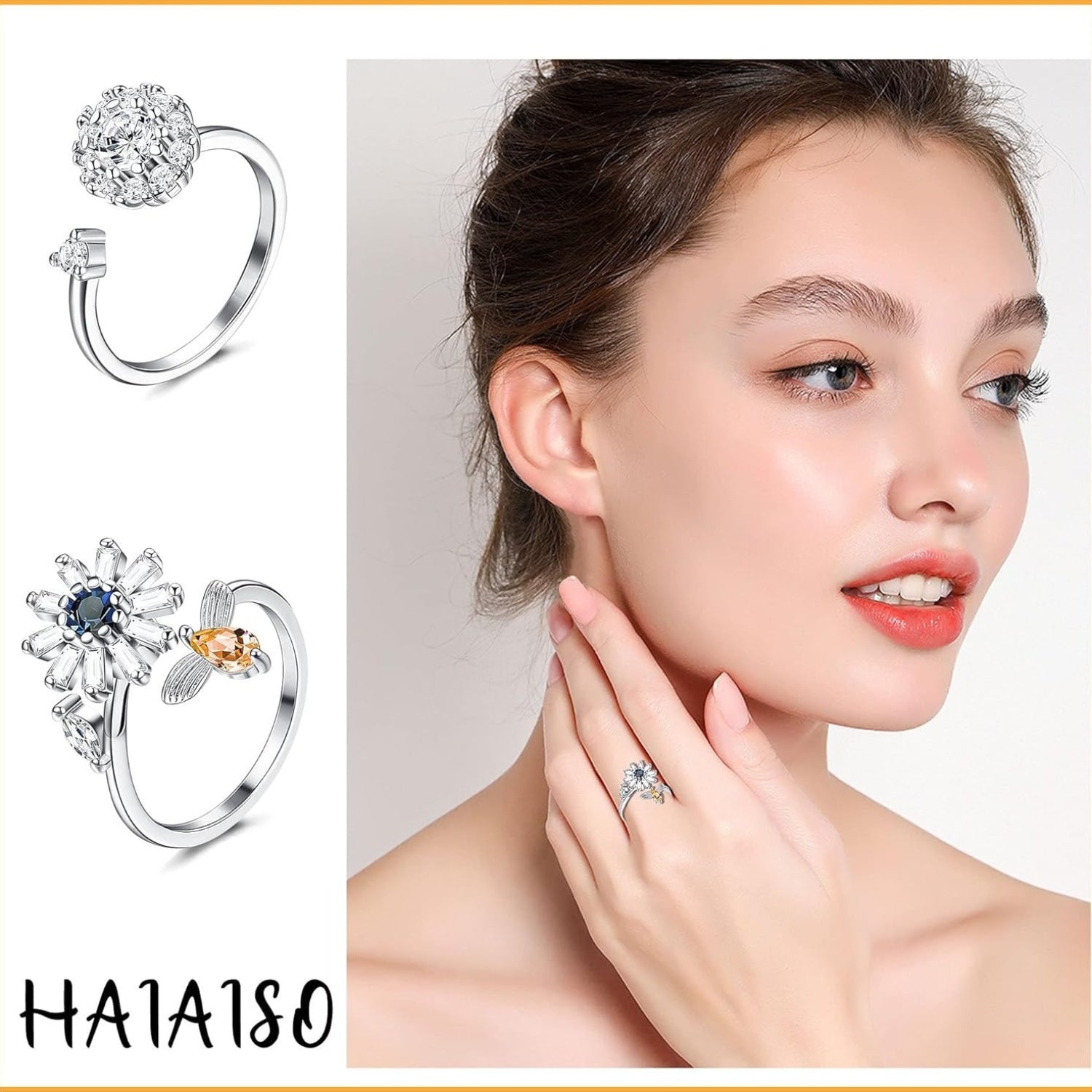 [Stainless Steel] Fidget Spinner Rings | Four | 316L Stainless Steel | Suitable For Both Women And Men | Ideal For Wedding Or Promise Purposes