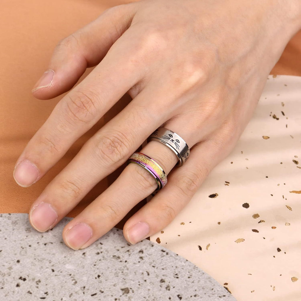 11pcs Fidget Ring for Muti-style 316L Stainless Steel Fidget Rings for Men for Anxiety Cool Spinner Rings for Anti Anxiety Rings for Stress Reliving Spinning Rings Set, for Teenager