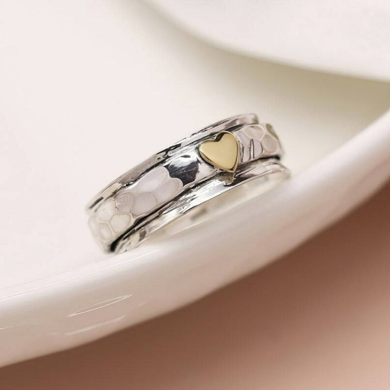 1 style of fashionable, simple and exquisite Women's ring, rotatable love ring, very suitable for parties, banquets, Valentine's Day, Christmas and birthdays, anniversary wear