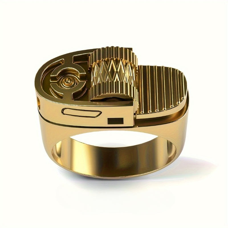 [Punk Copper Ring] Punk Copper Lighter Ring | Fashionable Rotating Decompression Design, Suitable for Casual Wear And Gifts, No Ignition Function, Personality, Classic Style
