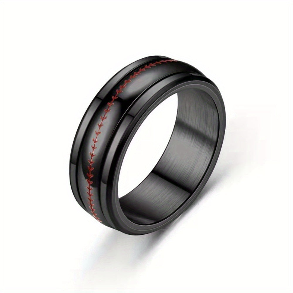 1pc Sports Style Stainless Steel Olive Head Pattern Rotatable Couple Ring Men'S Ring Valentine'S Day Gift