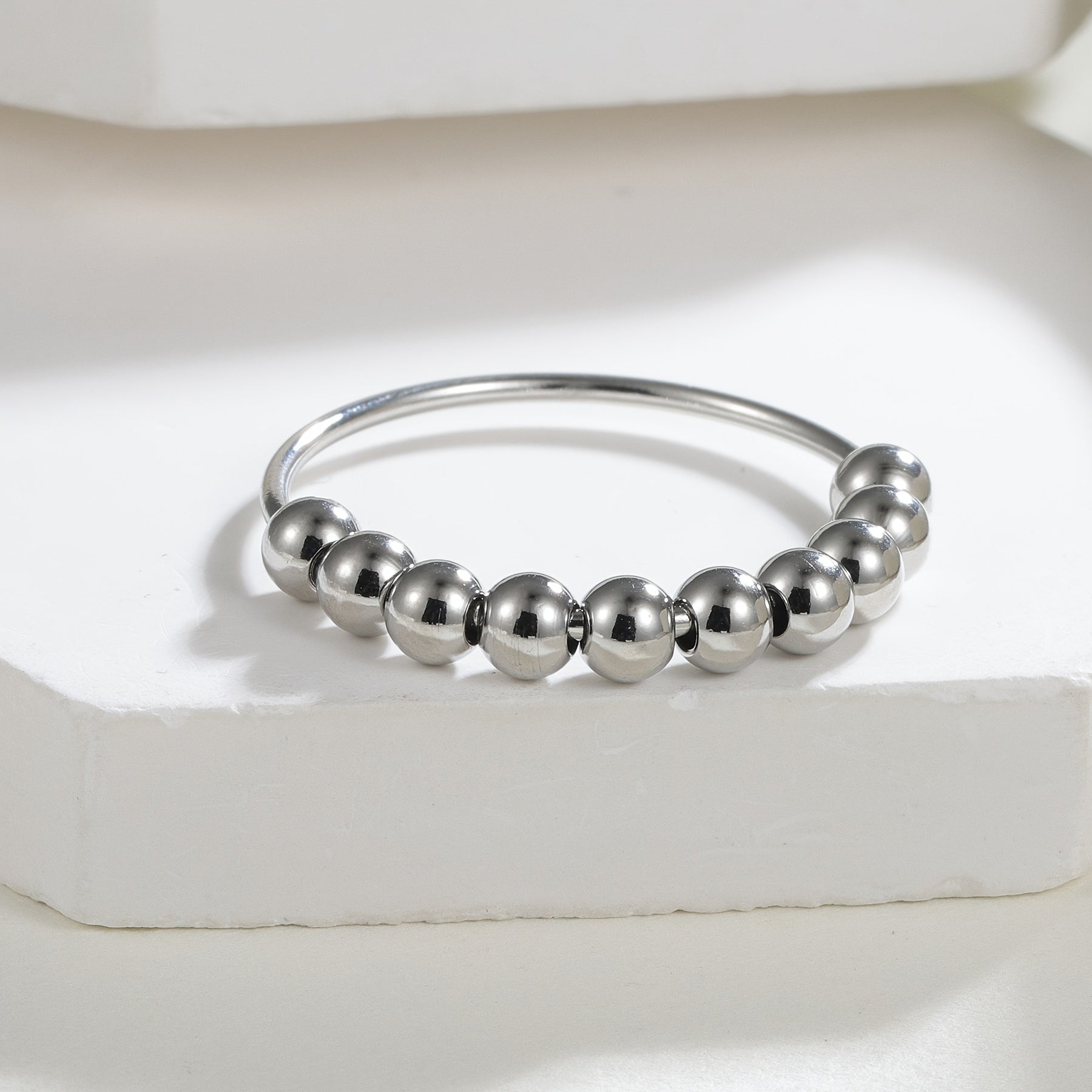 1pc Of Stainless Steel - Rotatable Decompression Anxiety Bead Ring - Not Easy To Fade, Good Wear Resistance - Minimalist Design Style - Decompression - Suitable For Daily Wear Or Gift For Both Men And Women