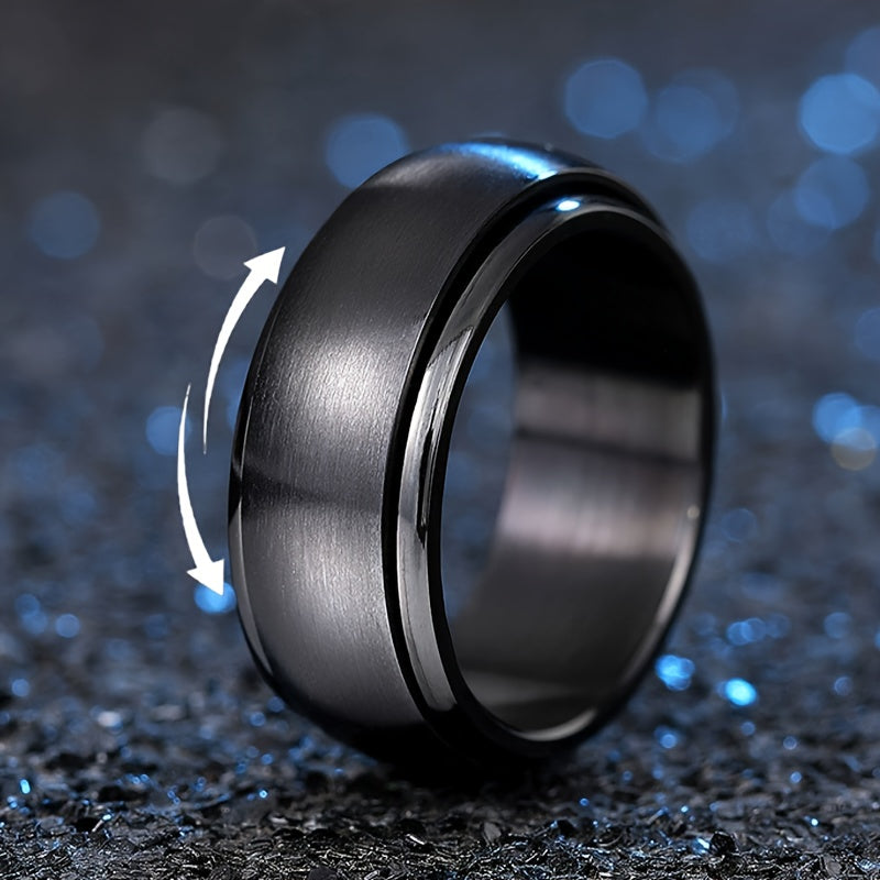 Adjustable 360° Rotating Ring - Sleek Black Stainless Steel Minimalist Design, Unisex Vintage-Inspired Jewelry for Men & Women, Versatile for Casual Attire & Special Occasions, Versatile Jewelry|Vintageinspired Ring|Durable Jewelry