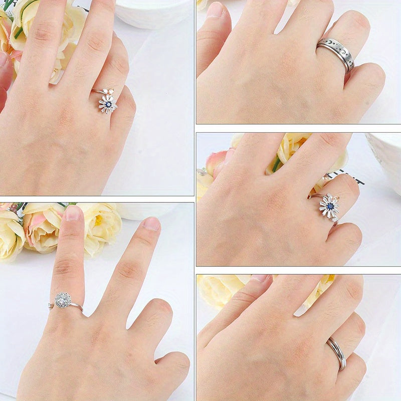 [Elegant Spinner Rings Set] 4pcs Stainless Steel Spinner Rings Set | Fidget Anxiety Relief Rings for Men and Women, Elegant Y2K Style, Ideal for Parties and Gifts