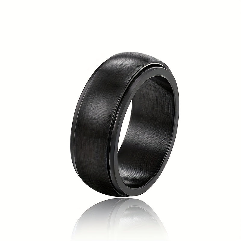 Adjustable 360° Rotating Ring - Sleek Black Stainless Steel Minimalist Design, Unisex Vintage-Inspired Jewelry for Men & Women, Versatile for Casual Attire & Special Occasions, Versatile Jewelry|Vintageinspired Ring|Durable Jewelry