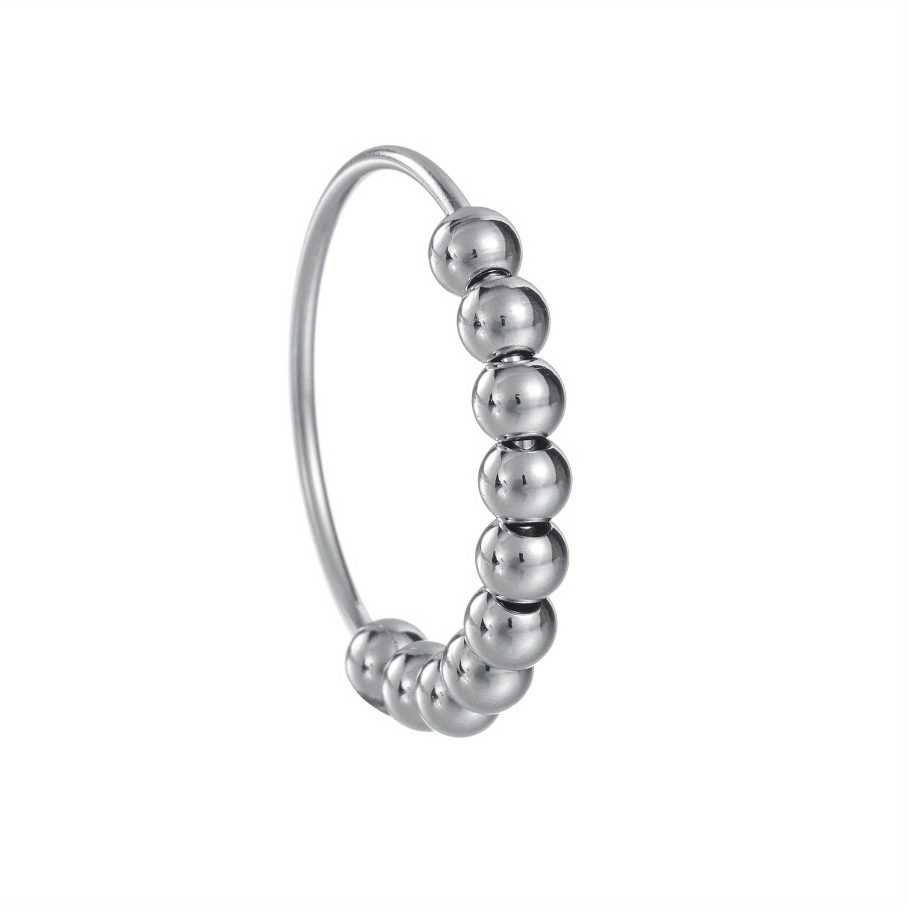 201 Stainless Steel ring suitable for and, Silvery/ golded thumb ring with bead rotating ring to relieve stress anxiety Fidget jewelry ideal gift, size 6-11, for Teenager