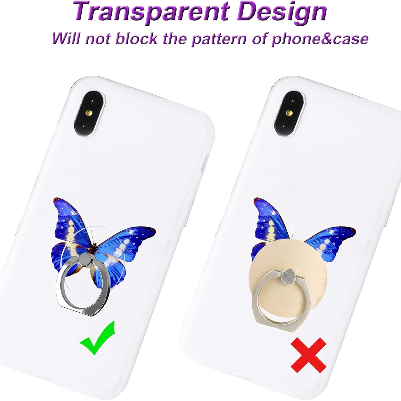 Transparent Phone Ring Holder, Portable Stand, 360° Rotatable Transparent Tablet Case Accessory Ring Mount, Suitable for All Seasons