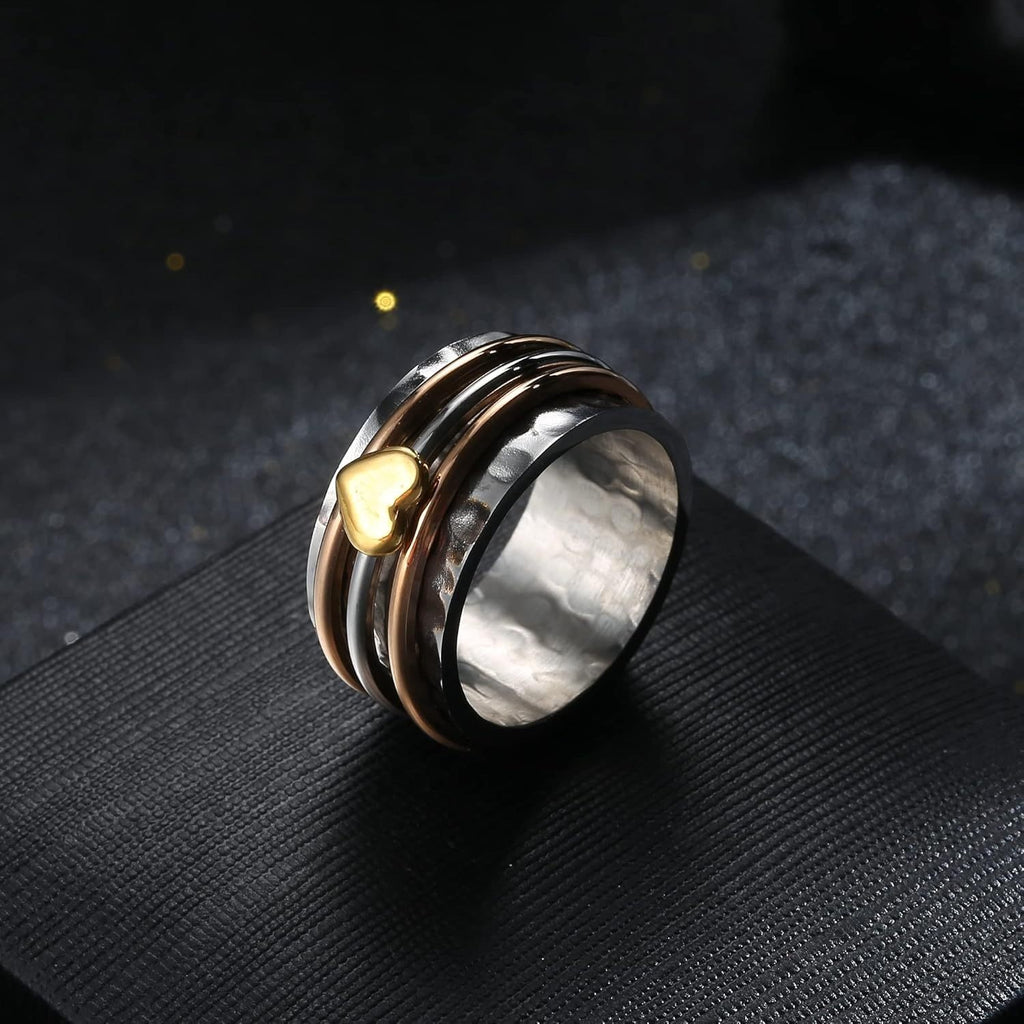 [Spinable Anxiety Ring] 1pc 316L Stainless Steel Anxiety Ring - Spinable Fidget Ring with Smooth Spinner Motion, Relax Jewelry for Men, Everyday & Party Jewelry Gift for Dad, Husband, Boyfriend (Father's Day, Birthday, Christmas) - Durable 316L Stainless
