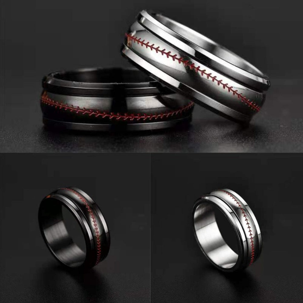 1pc Sports Style Stainless Steel Olive Head Pattern Rotatable Couple Ring Men'S Ring Valentine'S Day Gift