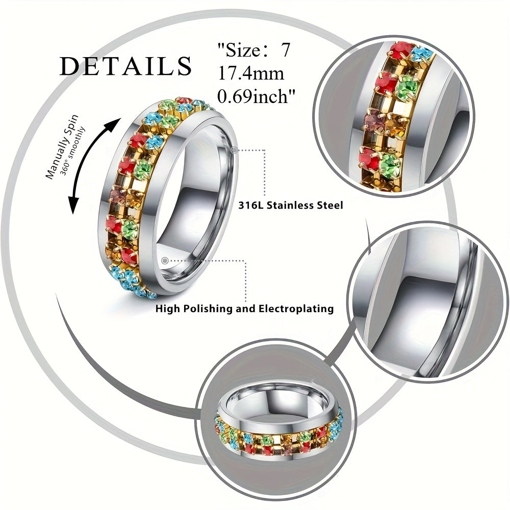 11pcs Fidget Ring for Muti-style 316L Stainless Steel Fidget Rings for Men for Anxiety Cool Spinner Rings for Anti Anxiety Rings for Stress Reliving Spinning Rings Set, for Teenager