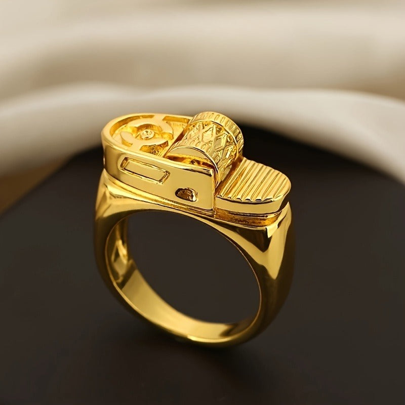 [Punk Copper Ring] Punk Copper Lighter Ring | Fashionable Rotating Decompression Design, Suitable for Casual Wear And Gifts, No Ignition Function, Personality, Classic Style