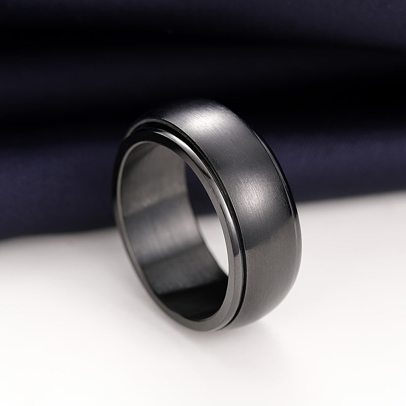 Adjustable 360° Rotating Ring - Sleek Black Stainless Steel Minimalist Design, Unisex Vintage-Inspired Jewelry for Men & Women, Versatile for Casual Attire & Special Occasions, Versatile Jewelry|Vintageinspired Ring|Durable Jewelry