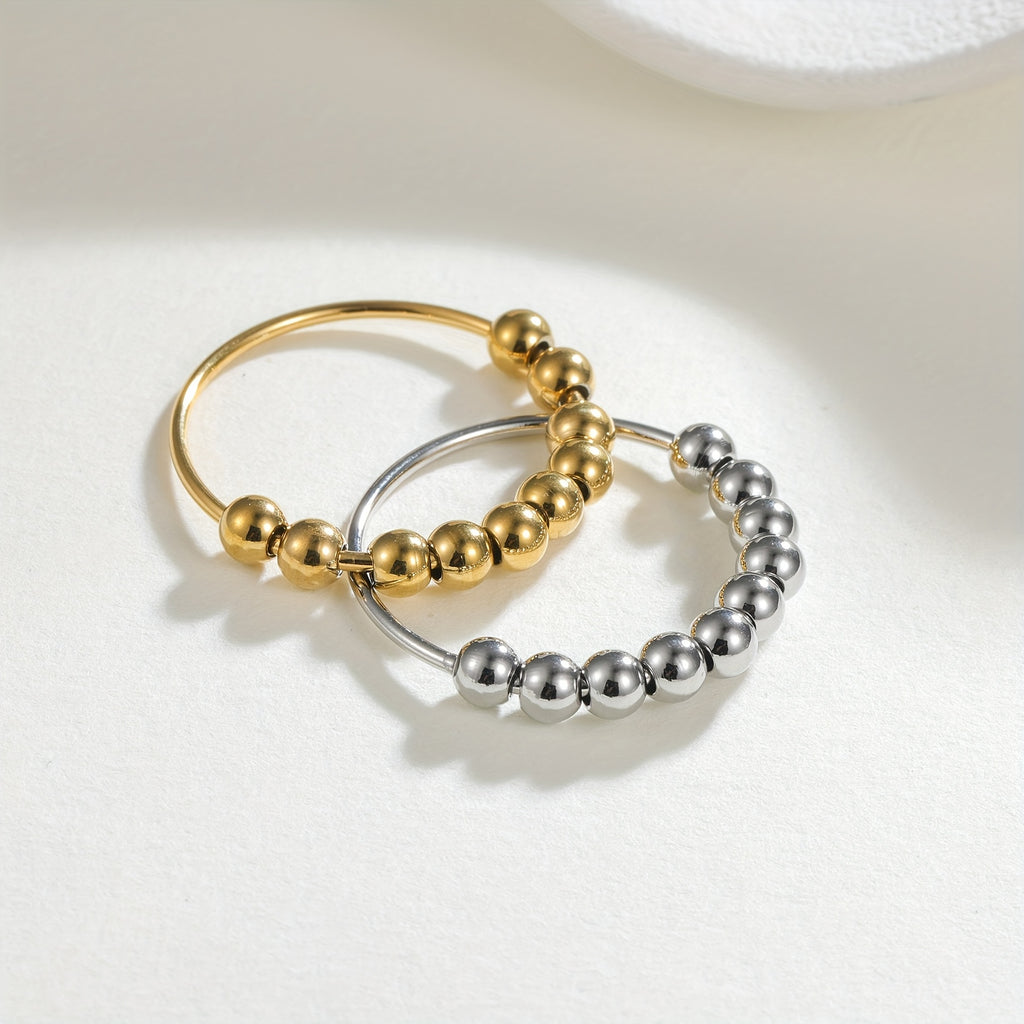 1pc Of Stainless Steel - Rotatable Decompression Anxiety Bead Ring - Not Easy To Fade, Good Wear Resistance - Minimalist Design Style - Decompression - Suitable For Daily Wear Or Gift For Both Men And Women