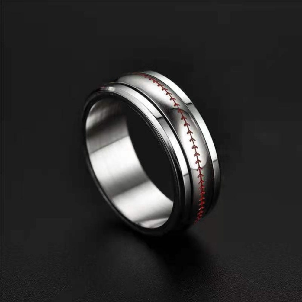 1pc Sports Style Stainless Steel Olive Head Pattern Rotatable Couple Ring Men'S Ring Valentine'S Day Gift