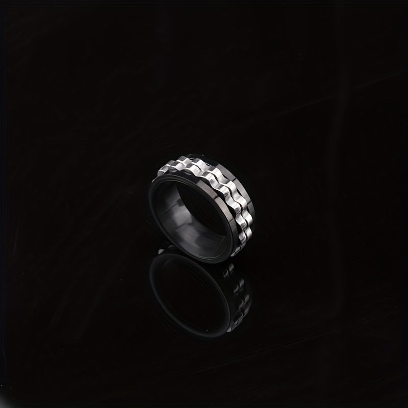 Fashion new Men's ring punk gear ring Stainless Steel Men's and Women's rotatable ring Men's party jewelry gift