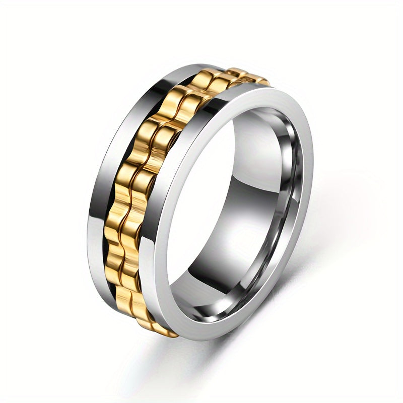 Fashion new Men's ring punk gear ring Stainless Steel Men's and Women's rotatable ring Men's party jewelry gift