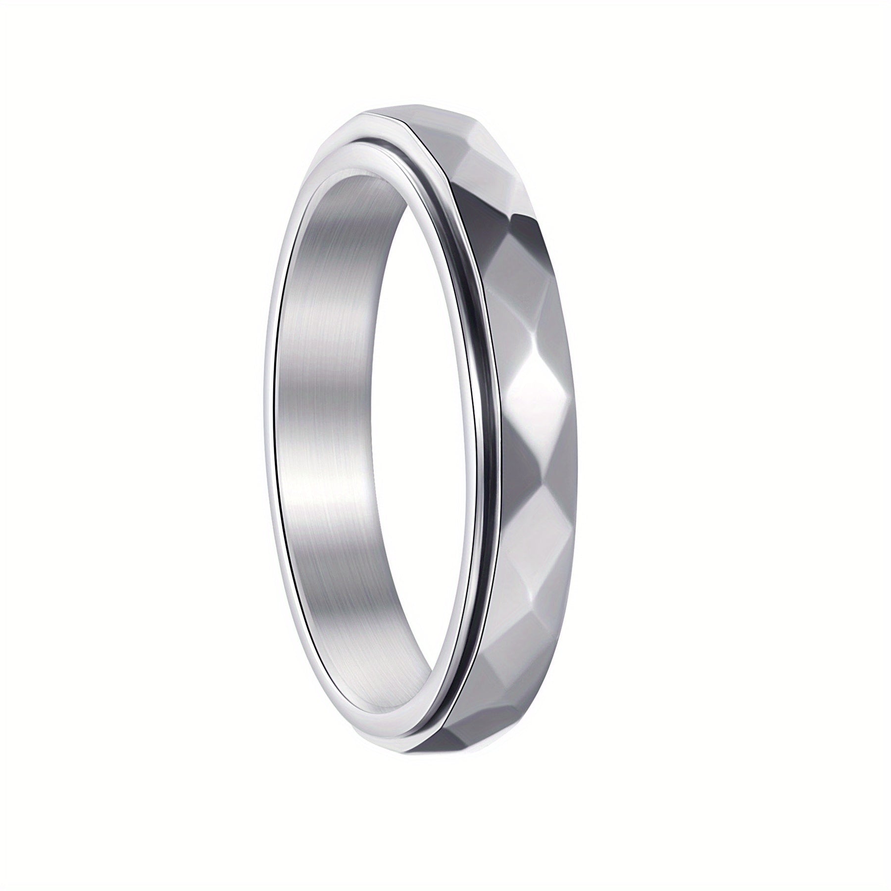 1pc Minimalist -Cut Ring - 4mm Wide, Stress-Relief Rotating Ring with Golden-Tone Band & Black Accents, Fade-Resistant & Wear-Resistant - Ideal for Casual Attire or Gift, Everyday Jewelry, Modern Jewelry, Durable Jewelry