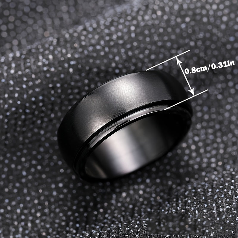 Adjustable 360° Rotating Ring - Sleek Black Stainless Steel Minimalist Design, Unisex Vintage-Inspired Jewelry for Men & Women, Versatile for Casual Attire & Special Occasions, Versatile Jewelry|Vintageinspired Ring|Durable Jewelry