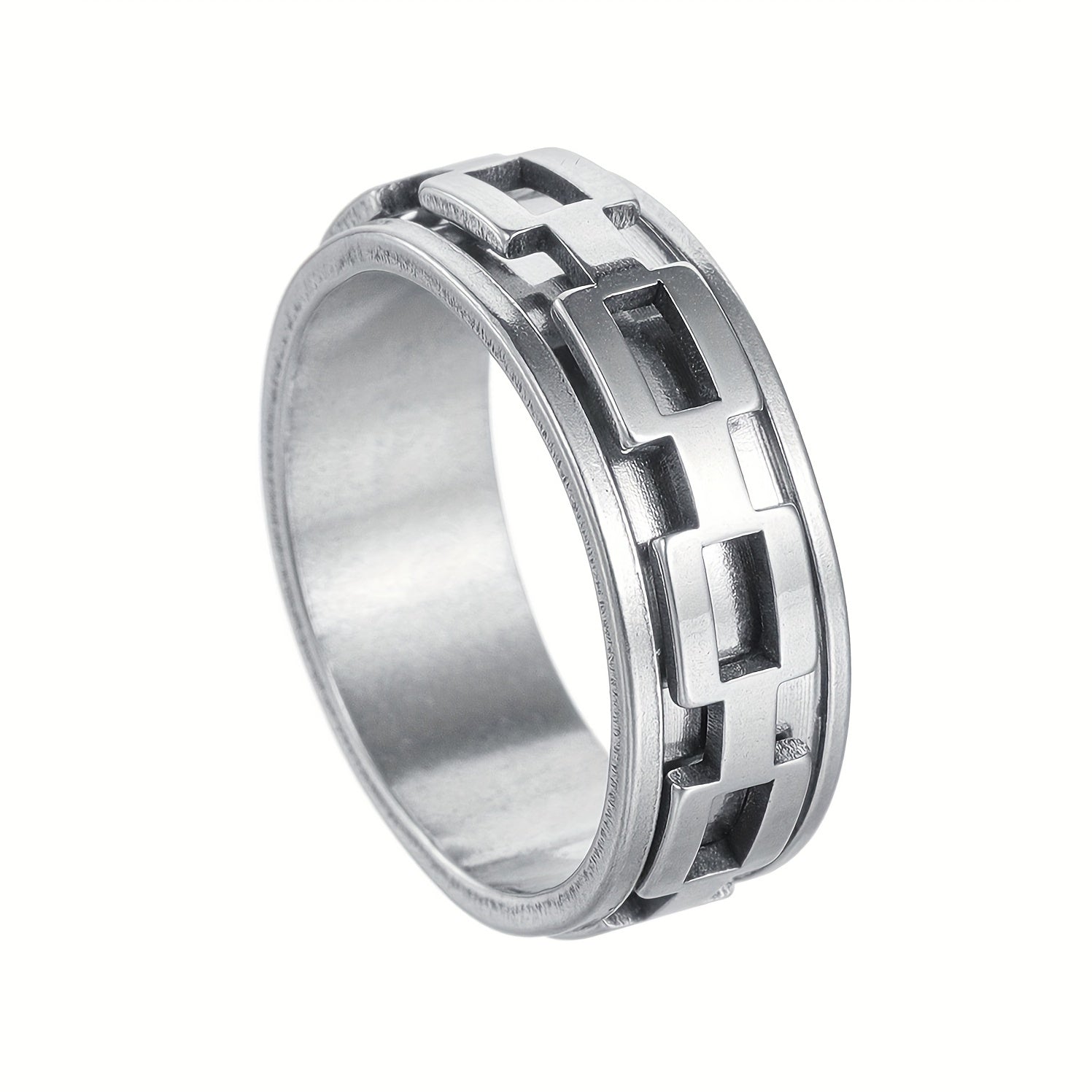1pc Unisex Punk Style Rotating Stainless Steel Ring, Fashionable Open Bottle Opener, Trendy Jewelry Gift for Men, Uncoated, No Enamel, Stainless Steel Body